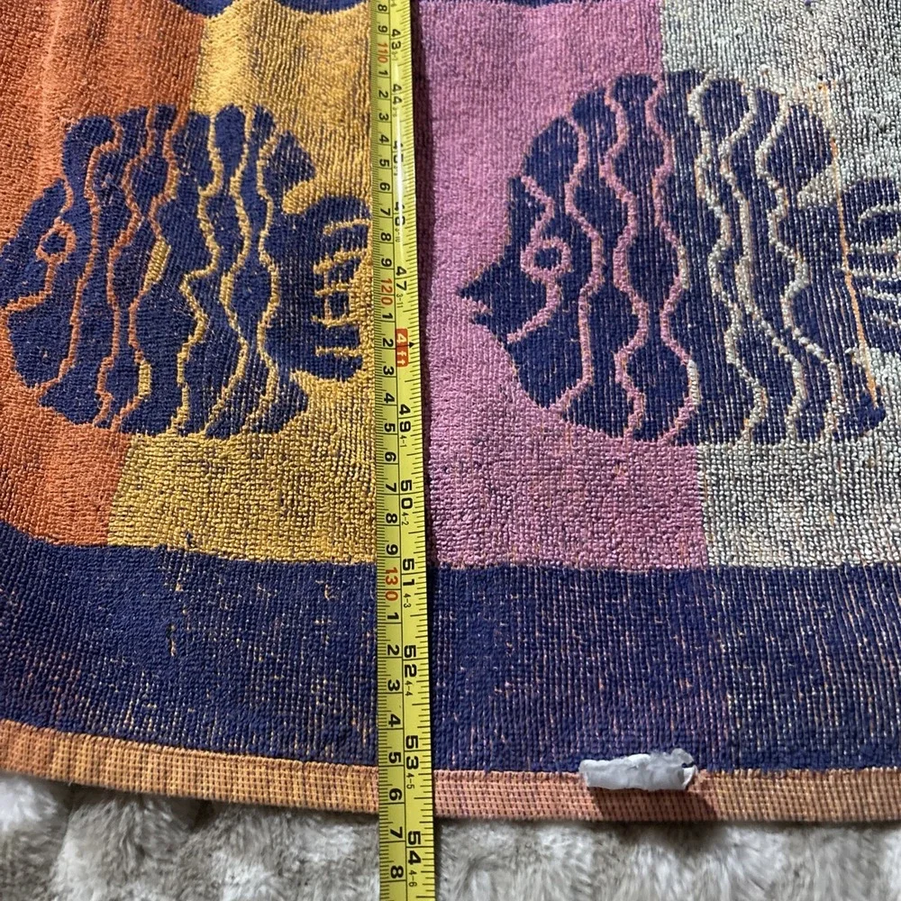 Vintage 90's Y2K Retro Large Beach Towel Fish Multicolored Stripes